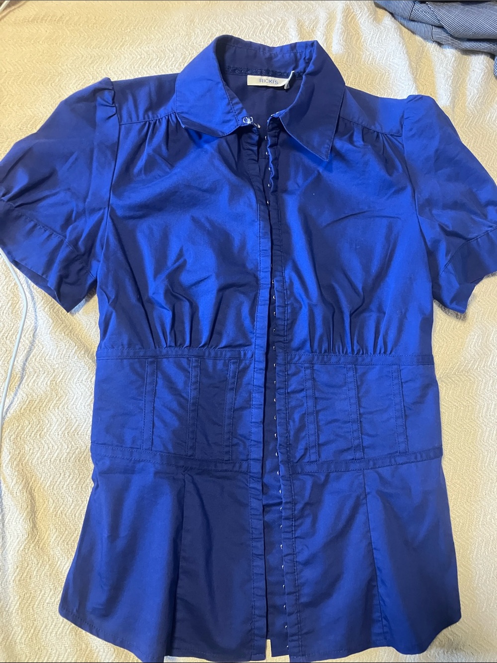 Ricki's Cobalt Blue Short Sleeve Button-Front Blouse